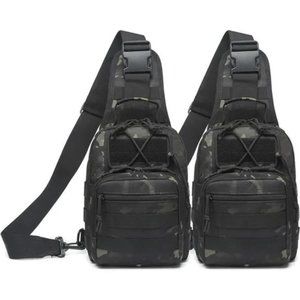NEW Sling Bag Backpack Military Shoulder Bag Men's Black Camo 2 Packs
